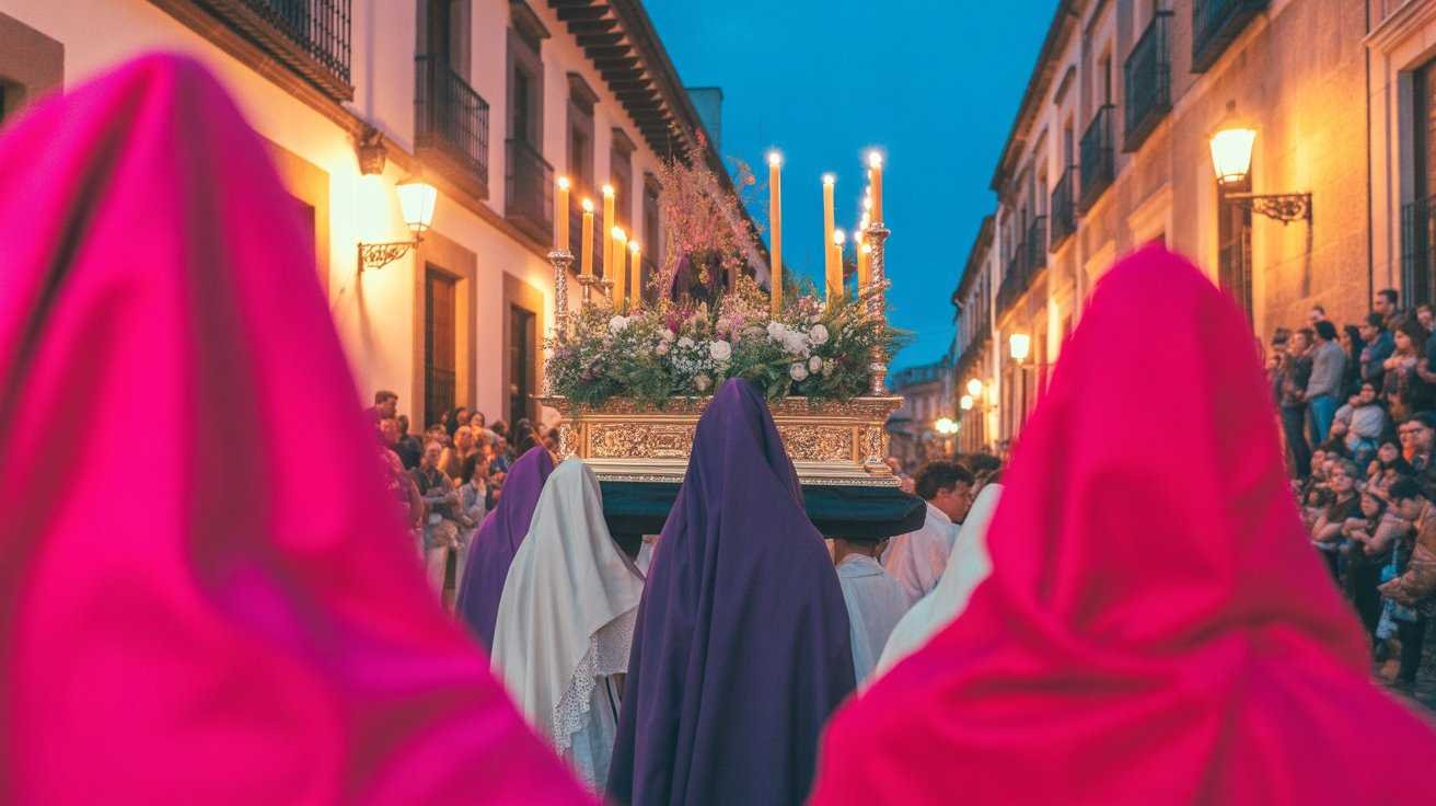 Night procession candles Semana Santa